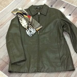 Excelled Leather Jacket Vintage - Olive Green